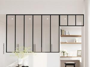 Vetrata atelier con sopraluce L180 x H130 + L83 x H40 cm Nero in Alluminio termolaccato - BAYVIEW