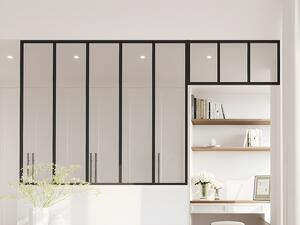 Vetrata atelier con sopraluce L150 x H130 + L83 x H40 cm Nero in Alluminio termolaccato - BAYVIEW