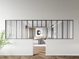Vetrata atelier con sopraluce 2xL150xH105 + L73xH40cm in Alluminio termolaccato Nero - Lotto di 2 - BAYVIEW