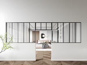 Vetrata atelier con sopraluce 2xL150xH105 + L83xH40cm in Alluminio termolaccato Nero - Lotto di 2 - BAYVIEW