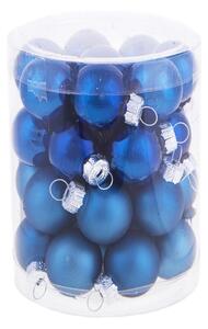 Set 24 Palle di Natale da Appendere Ø 4 cm in Vetro Blu