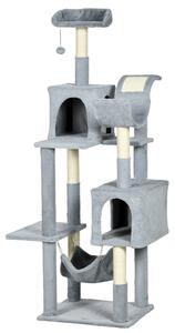 Albero Tiragraffi 55x49x177 cm con 2 Casette Grigio e Bianco