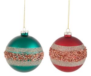 Set 4 Palle di Natale da Appendere Ø 10 cm in Vetro