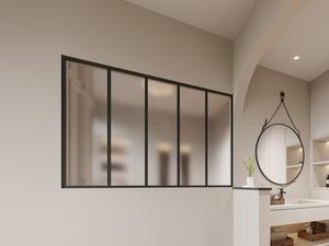 Vetrata atelier - 150 x 105 cm (L x H) - Alluminio termolaccato e Vetro smerigliato - Nero - BAYVIEW