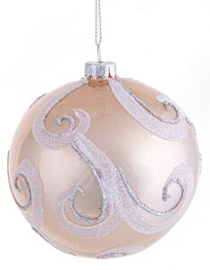Set 4 Palle di Natale da Appendere Ø 10 cm in Vetro Champagne Argento