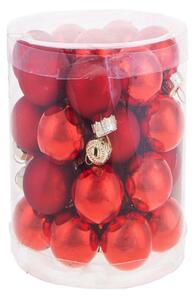 Set 24 Palle di Natale da Appendere Ø 4 cm in Vetro Rosso