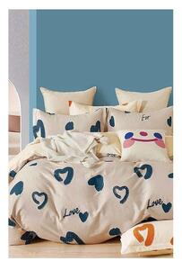 Biancheria da letto beige in cotone renforcé per letto matrimoniale/per letto esteso con lenzuolo incluso/4 pezzi 200x220 cm Amore – Mila Home
