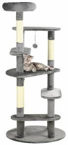 Albero Tiragraffi Ø60x136 cm con Lettino e Pallina Grigio