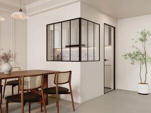 Vetrata angolare L120 x L90 x H105 in Alluminio termolaccato Nero Stile atelier - BAYVIEW