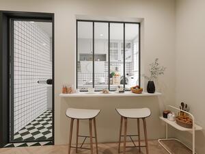 Vetrata stile industriale 120 x 130 cm (L x H) in alluminio termolaccato nero - BAYVIEW