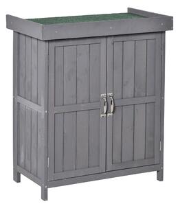 Armadietto da Giardino 2 Ante Tetto Apribile 74x43x88 cm in Legno di Abete Grigio Scuro