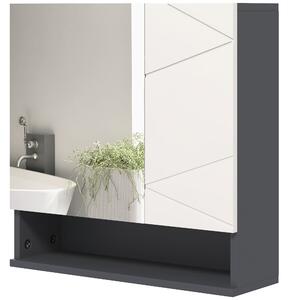Specchio Armadietto da Bagno Pensile 2 Ante 55x17x55 cm in Legno Grigio