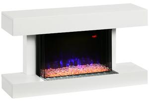 Camino Elettrico da Parete 98x27x54,5 cm Effetto Fiamma 2000W Bianco