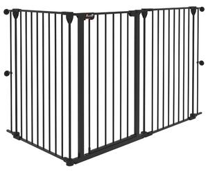 Cancelletto di Sicurezza per Animali Domestici 206x90 cm in Acciaio e Plastica Nero
