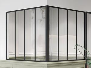 Vetrata angolare L120 x L120 x H105 in Alluminio termolaccato Stile atelier Nero - BAYVIEW