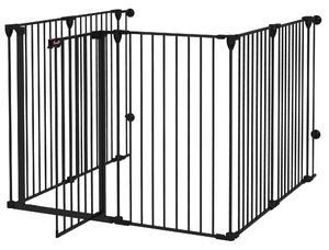 Cancelletto di Sicurezza per Animali Domestici 123x102x100 cm in Acciaio e Plastica Nero