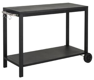 Carrello da Cucina 2 Livelli 128x46,5x86,5 cm in Metallo Nero