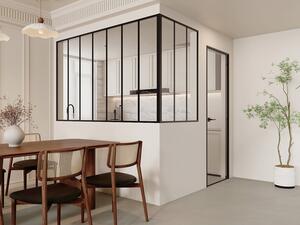 Vetrata angolare L210 x L90 x H130 in Alluminio termolaccato Nero Stile atelier - BAYVIEW