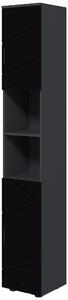 Mobile a Colonna per Bagno 30x30x183 cm in Truciolato Nero e Grigio