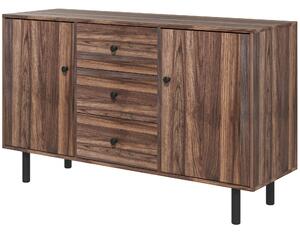 Credenza 2 Ante 3 Cassetti 127x40x76 cm in Legno e Truciolato Marrone e Nero