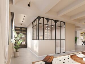 Vetrata angolare L120 x L120 x H130 in Alluminio termolaccato Nero Stile atelier art déco - ARCADEA