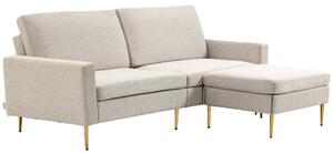 Divano Letto 3 Posti 213x91x83 cm in Tessuto Crema