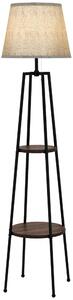 Lampada da Terra Ø42x166 cm in Metallo e MDF Nero e Marrone