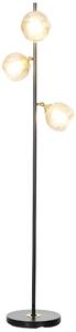 Lampada da Terra con 3 Paralumi Ø36x162 cm in Metallo Nero e Grigio