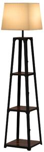 Lampada da Terra Ø42x166 cm in Metallo e MDF Nero e Beige