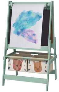 Lavagna per Bambini 3 in 1 54x46,5x93 cm con Cavalletto Verde