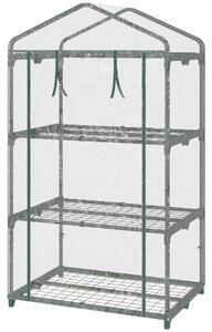 Mini Serra 3 Ripiani 69x49x125 cm Copertura in Plastica Trasparente