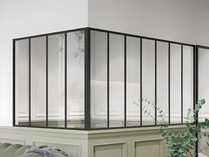 Vetrata angolare L210 x L120 x H105 in Alluminio termolaccato Stile atelier Nero - BAYVIEW