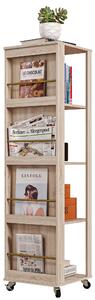 Libreria 4 Ripiani 40x40x150 cm con Rotelle in Legno Quercia