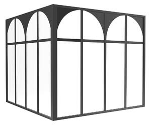 Vetrata angolare L120 x L120 x H105 in Alluminio termolaccato Nero Stile atelier art déco - ARCADEA