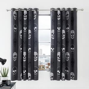 Tenda per bambini grigio scuro 2 pz 168x183 cm Skulls – Catherine Lansfield
