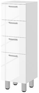 Mobiletto Bagno 4 Cassetti 30x30x93 cm in Truciolato Bianco