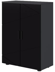 Mobiletto Bagno 2 Ante 3 Ripiani 60x30x82 cm in Legno Nero