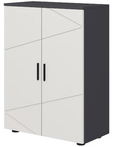 Mobiletto Bagno 2 Ante 3 Ripiani 60x30x82 cm in Legno Grigio