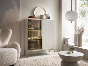 Vetrina 2 ante con LED in MDF e Vetro fumé Beige e Nero OVILA