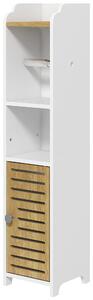 Mobiletto Bagno con Ripiani 1 Anta 18x20x90 cm in Truciolato Bianco