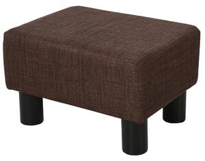 Pouf Poggiapiedi Imbottito 40x30x24 cm in Tessuto Effetto Lino Marrone Scuro
