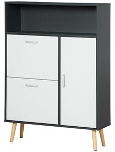 Scarpiera Salvaspazio 8 Paia 80x25,5x112,5 cm in Legno Truciolare Grigio e Bianco