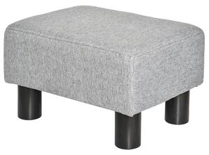Pouf Poggiapiedi Imbottito 40x30x24 cm in Tessuto Effetto Lino Grigio