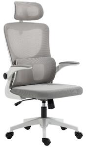 Sedia da Ufficio Direzionale 60x59x114-122 cm con Poggiatesta in Poliestere Grigio