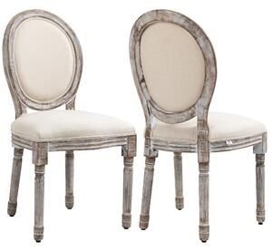 Set 2 Sedie 51x55x 96 cm in Legno e Tessuto Crema