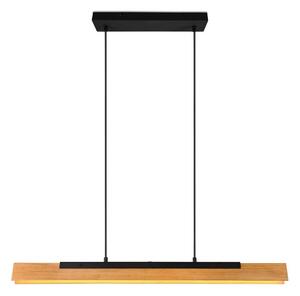 Lampadario LED nero opaco con paralume in legno Kerala – Trio