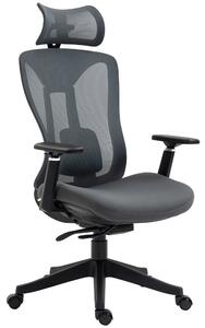 Sedia da Ufficio Direzionale 70x66x120-128 cm in Tessuto a Rete Grigio