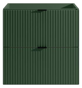 Mobile sotto lavabo sospeso con scanalature - Verde opaco - 60 cm - ZEVINI