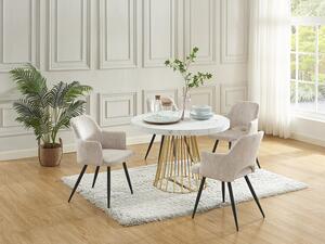 Tavolo da pranzo allungabile da 2 a 12 coperti in MDF e Acciaio Effetto marmo Bianco e Oro - FIRELA