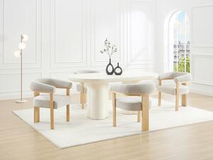 Sedia con braccioli in Velluto a coste e Legno di hevea naturale Beige - Lotto di 2 - LIVELIA di Pascal Morabito